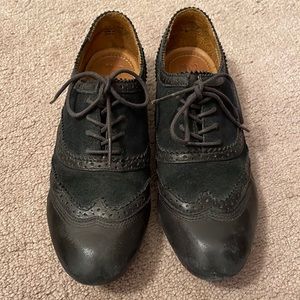 J Shoes, Jazzy 2, Black Leather & Suede Oxfords, EU 37.5, UK 4.5, US 6.5